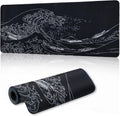 Leather Desk Pad Protector Sea Wave Black Desk Mat 31.5 x 11.8 in