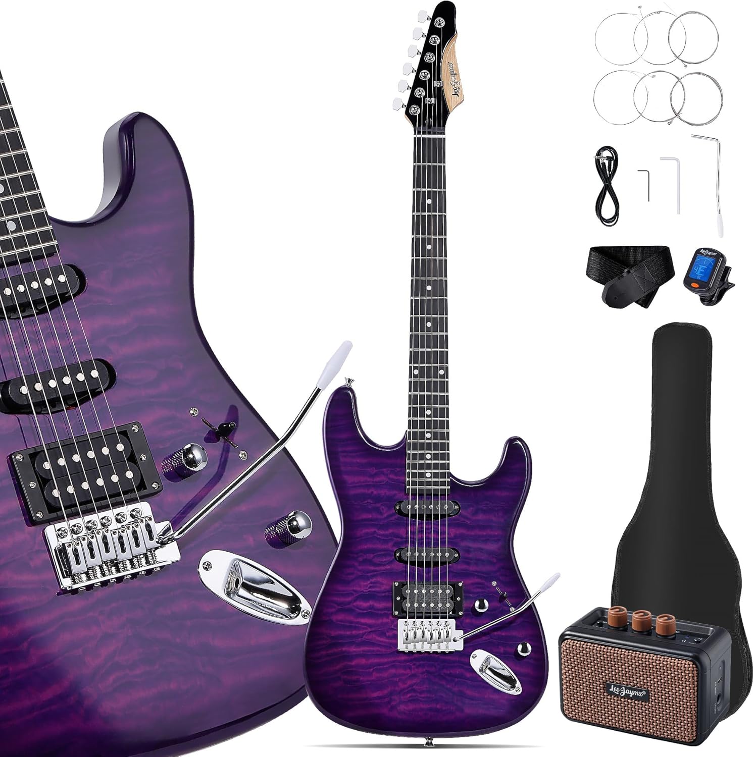 Leo Jaymz Electric Guitar Kit - Violet Ocean