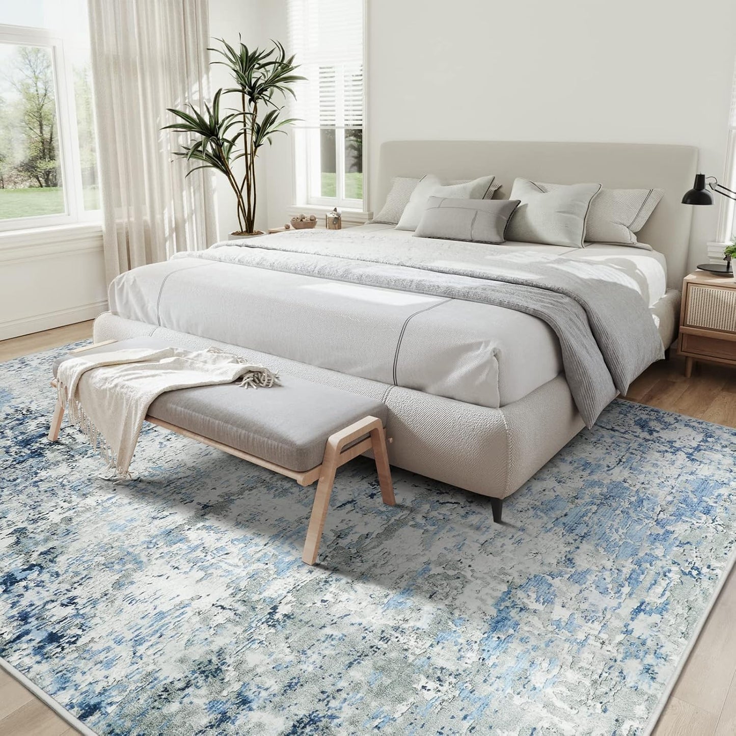 Rugs Washable Area Rug - 9x12 Large Living Room Non-Slip