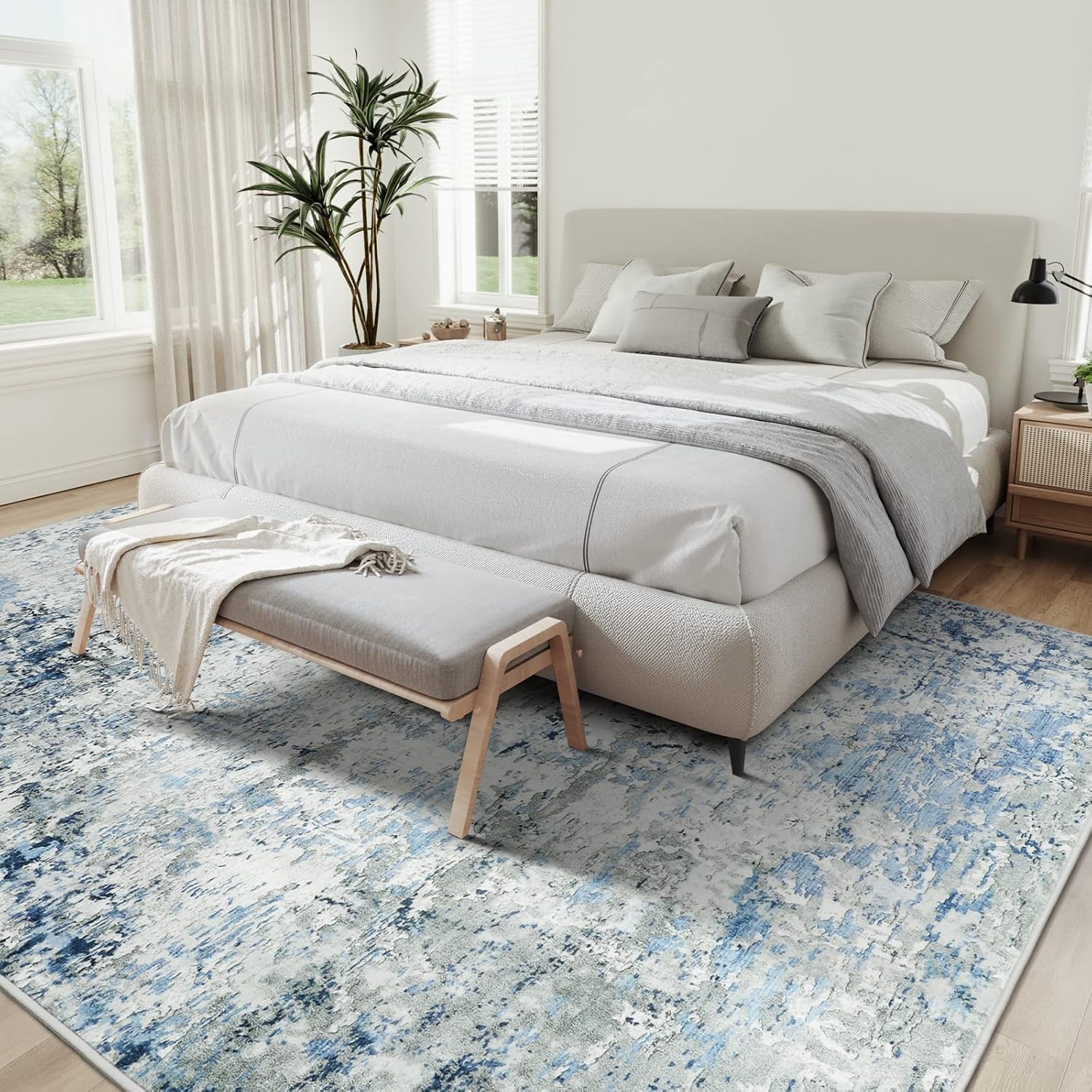 Rugs Washable Area Rug - 9x12 Large Living Room Non-Slip