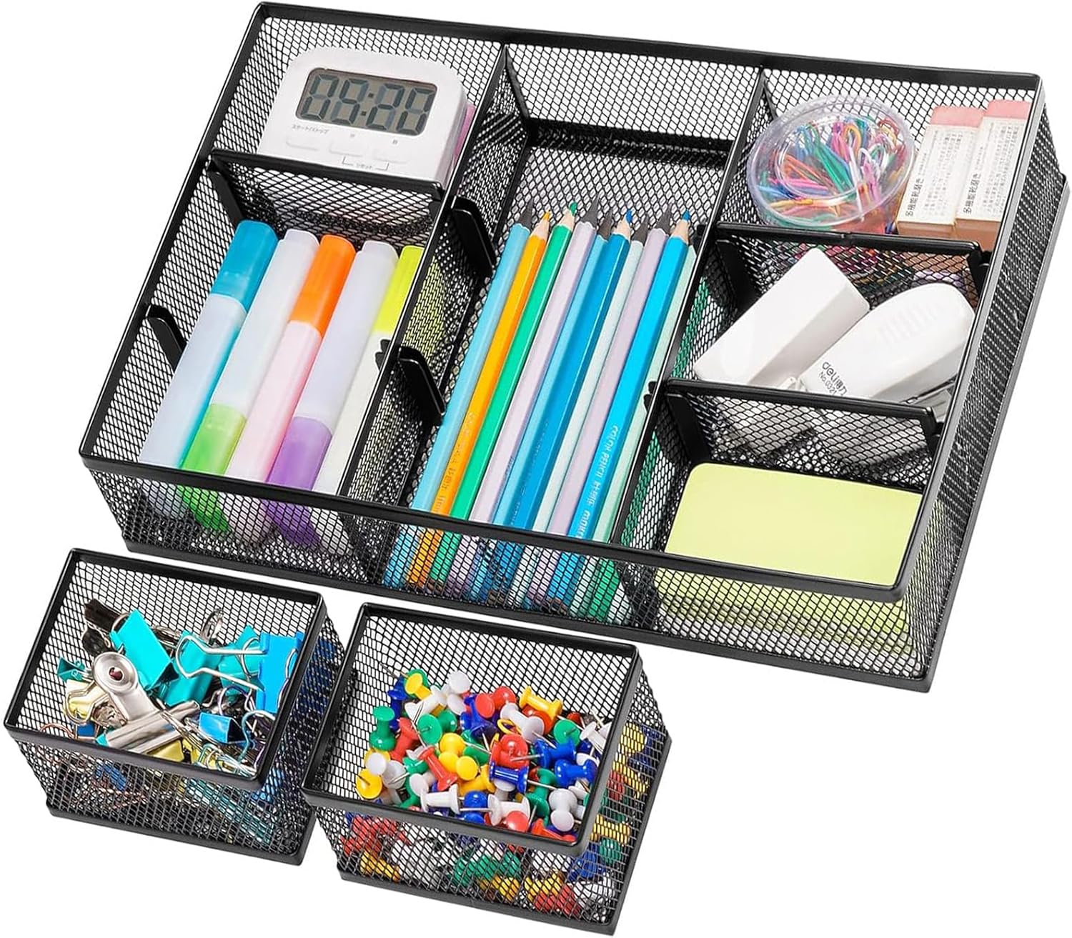 Marbrasse Metal Mesh Drawer Organizers - 9 Adjustable Compartments