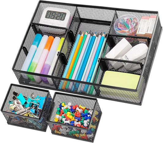 Marbrasse Metal Mesh Drawer Organizers - 9 Adjustable Compartments