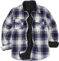 Men's Warm Sherpa-Fleece Plaid Flannel Shirt Jacket by ZENTHACE