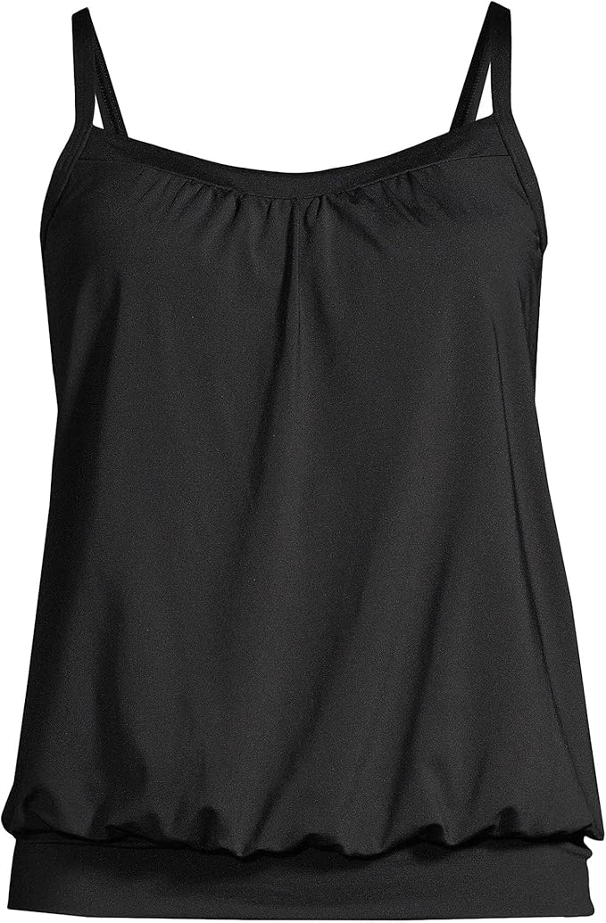 Lands' End Women's Blouson Tummy Hiding Tankini Top Swimsuit