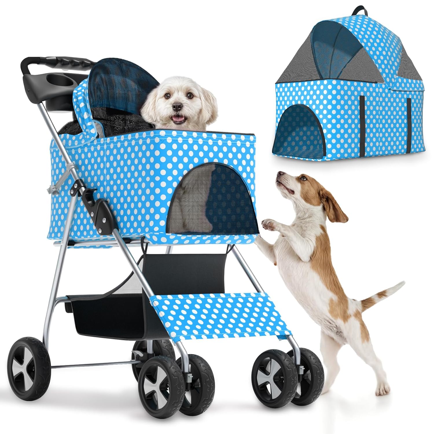 Magshion Foldable Pet Stroller for Small Dogs & Cats Up to 33 lbs