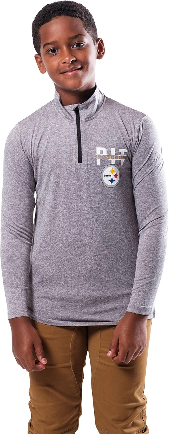 Ultra Game Youth NFL Official Super Soft Quarter Zip T-Shirt