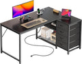PRAISUN 43.3ft Small Computer Desk with Power Outlets and USB-C Port