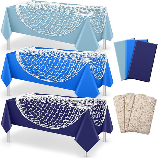Nautical Party Essential: 6 Pcs Fish Net Tablecloth Set