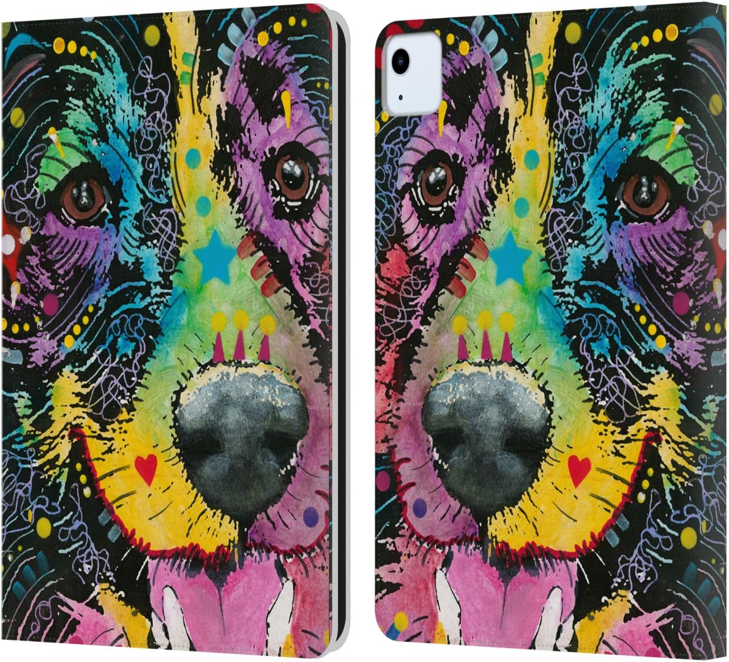 Dean Russo Smiling Collie Dogs Leather Wallet Case for iPad Air