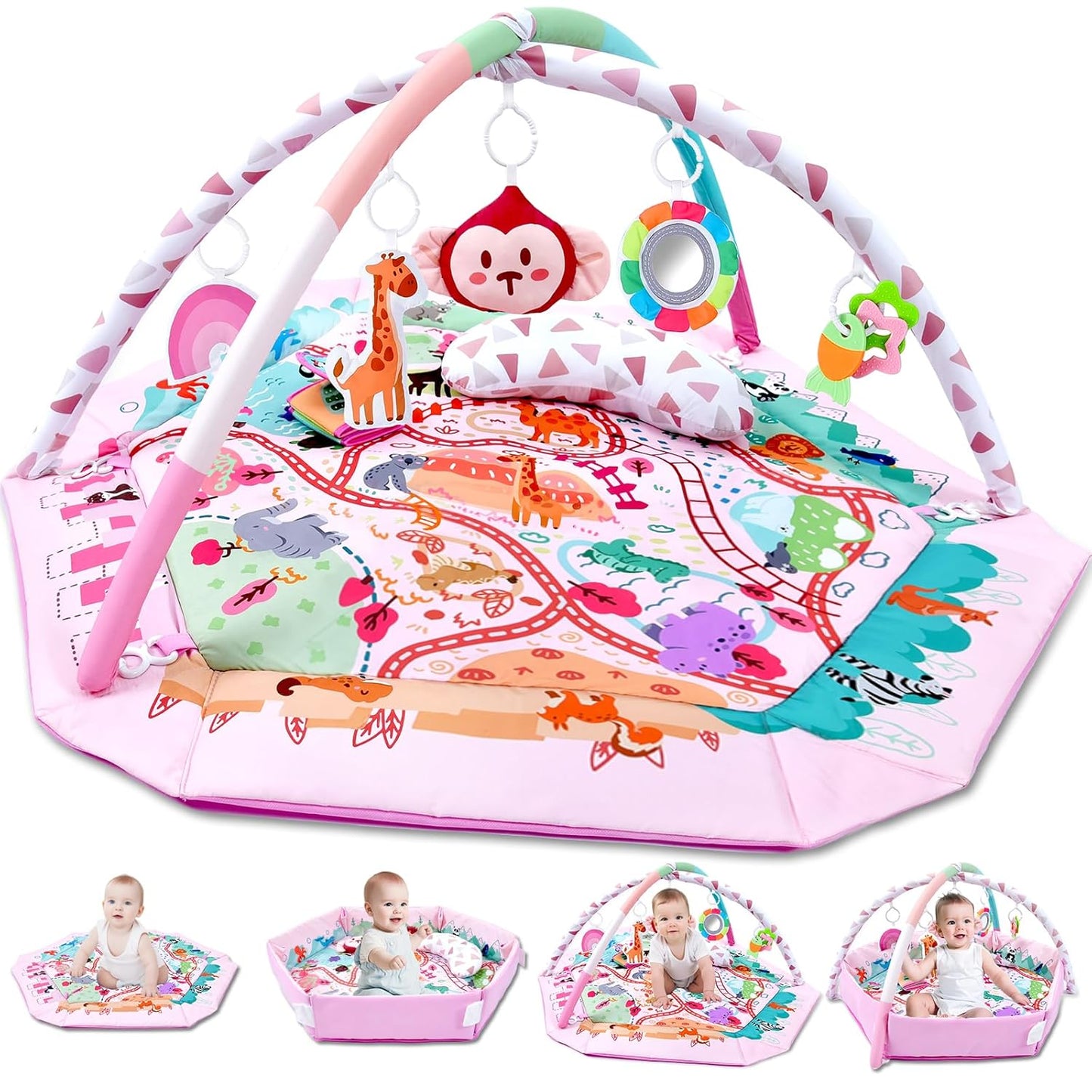 8-in-1 Baby Gym Play Mat for Sensory Exploration and Fun