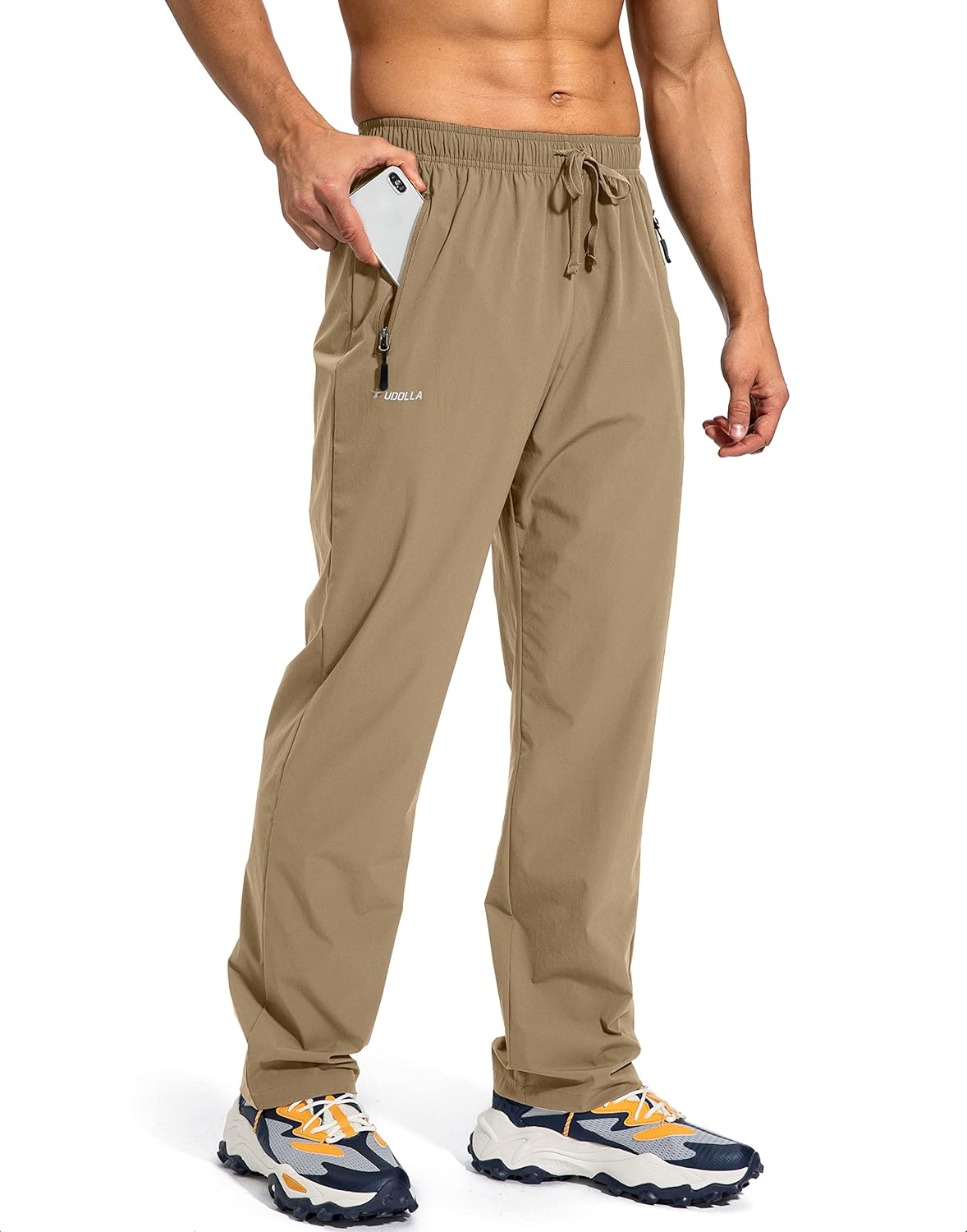 Pudolla Men's Workout Athletic Pants with Zipper Pockets