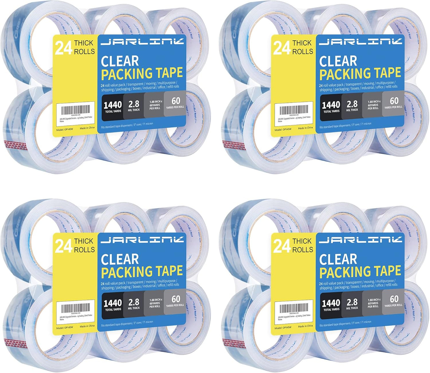JARLINK Clearer Packing Tape 24 Rolls for Heavy Duty Sealing