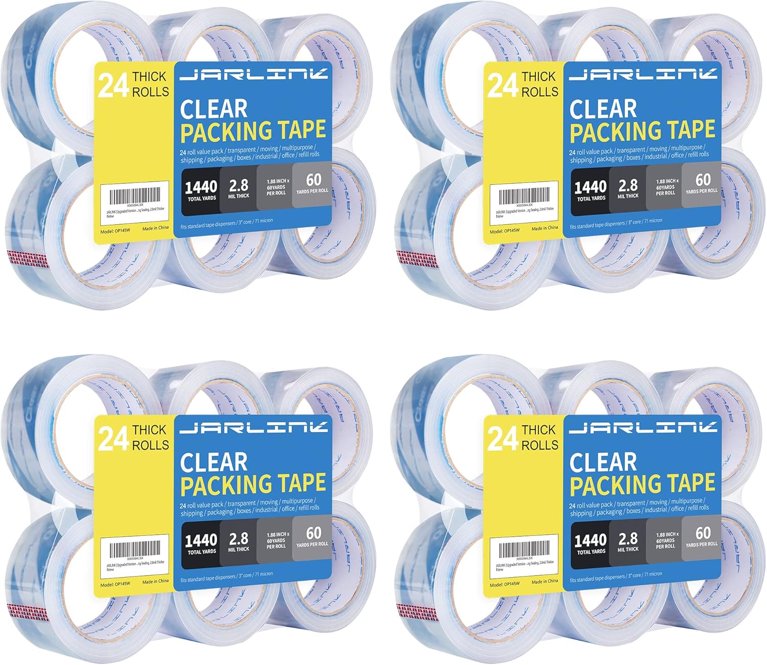 JARLINK Clearer Packing Tape 24 Rolls for Heavy Duty Sealing