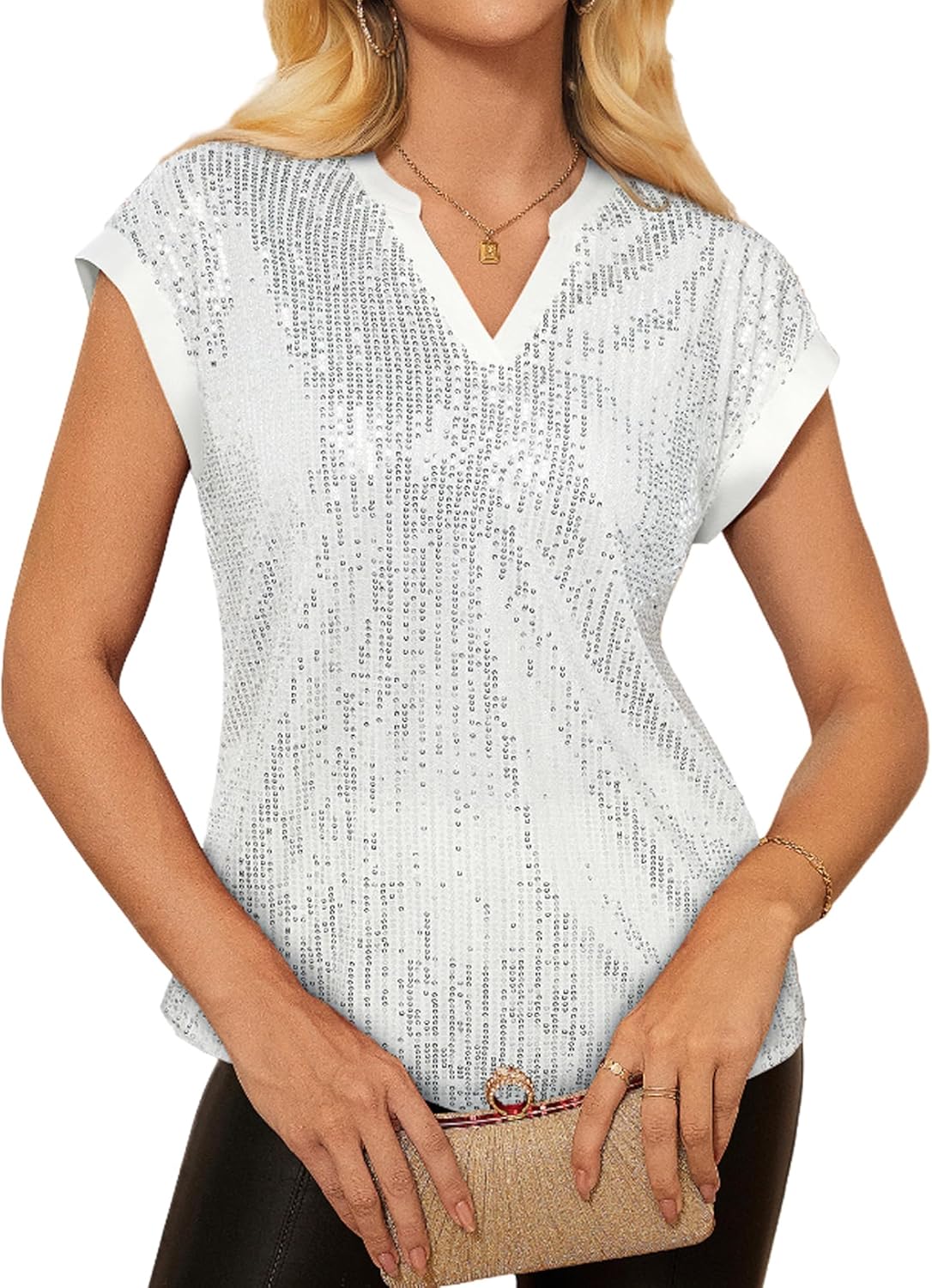 GRACE KARIN Women's Sequin Sparkly Tops for Glamorous Nights