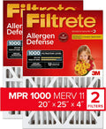 Filtrete MPR 1000 Air Filter | Uncompromised Airflow | 20x25x4 2-Pack