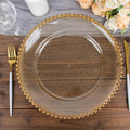 Acrylic 13ft Charger Plates 12-Pack Clear with Gold Beaded Rim
