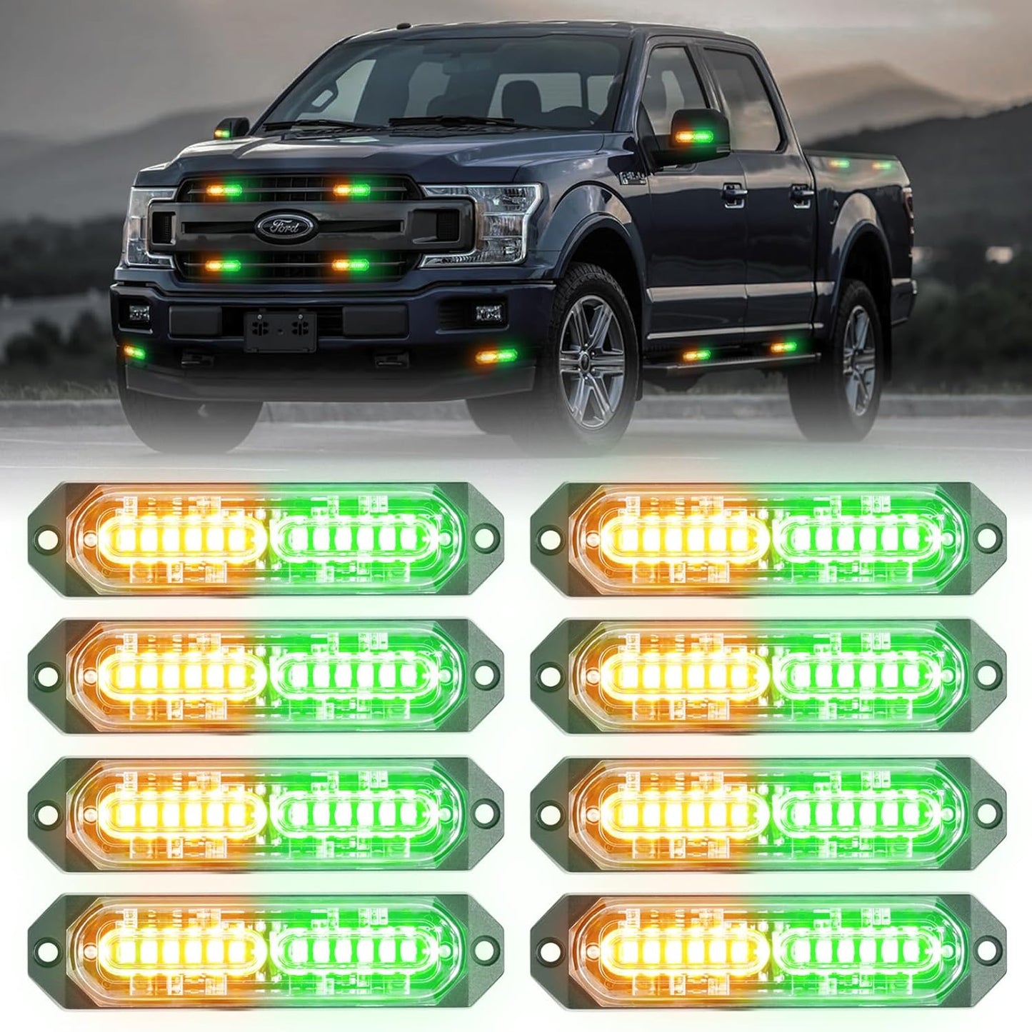 12 LED Sync Feature Emergency Strobe Grille Lights for Vehicles