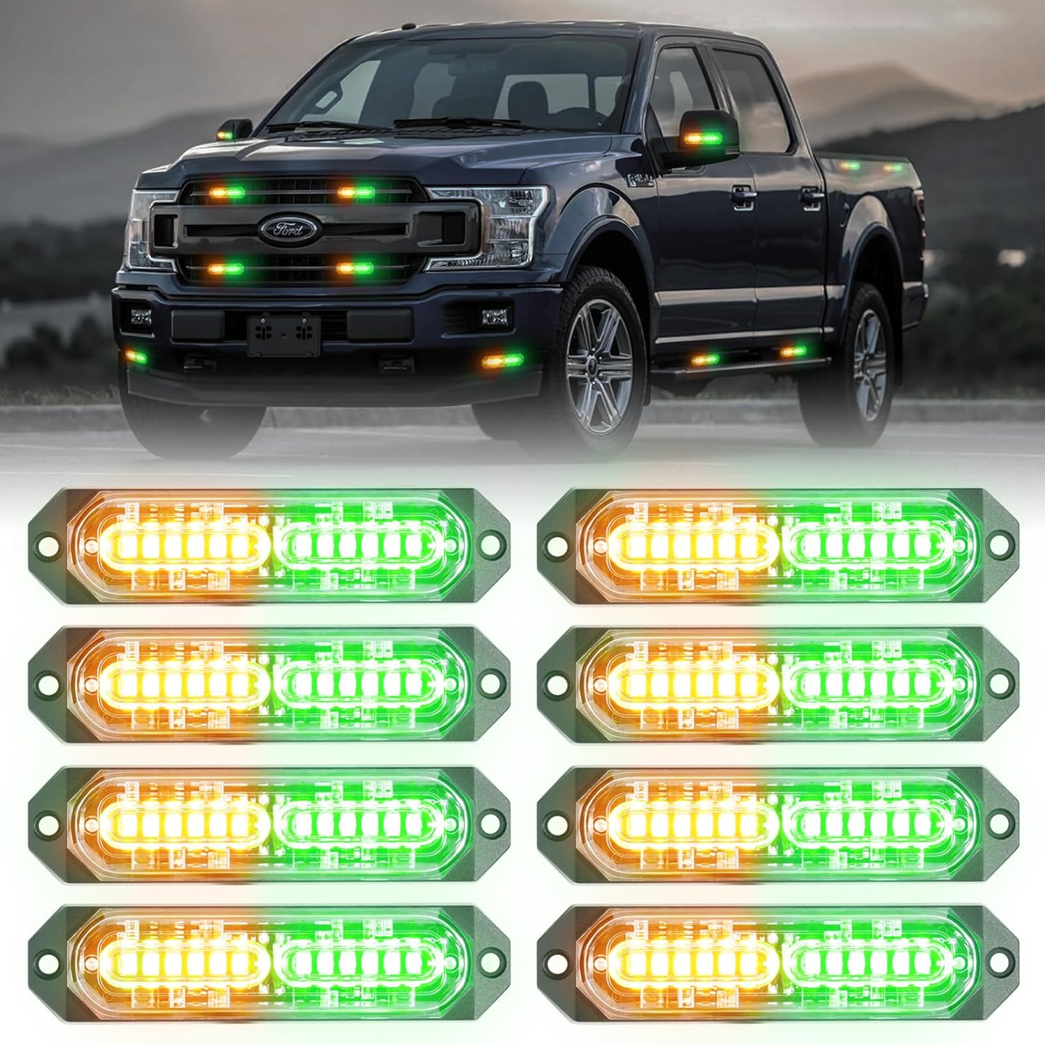 12 LED Sync Feature Emergency Strobe Grille Lights for Vehicles