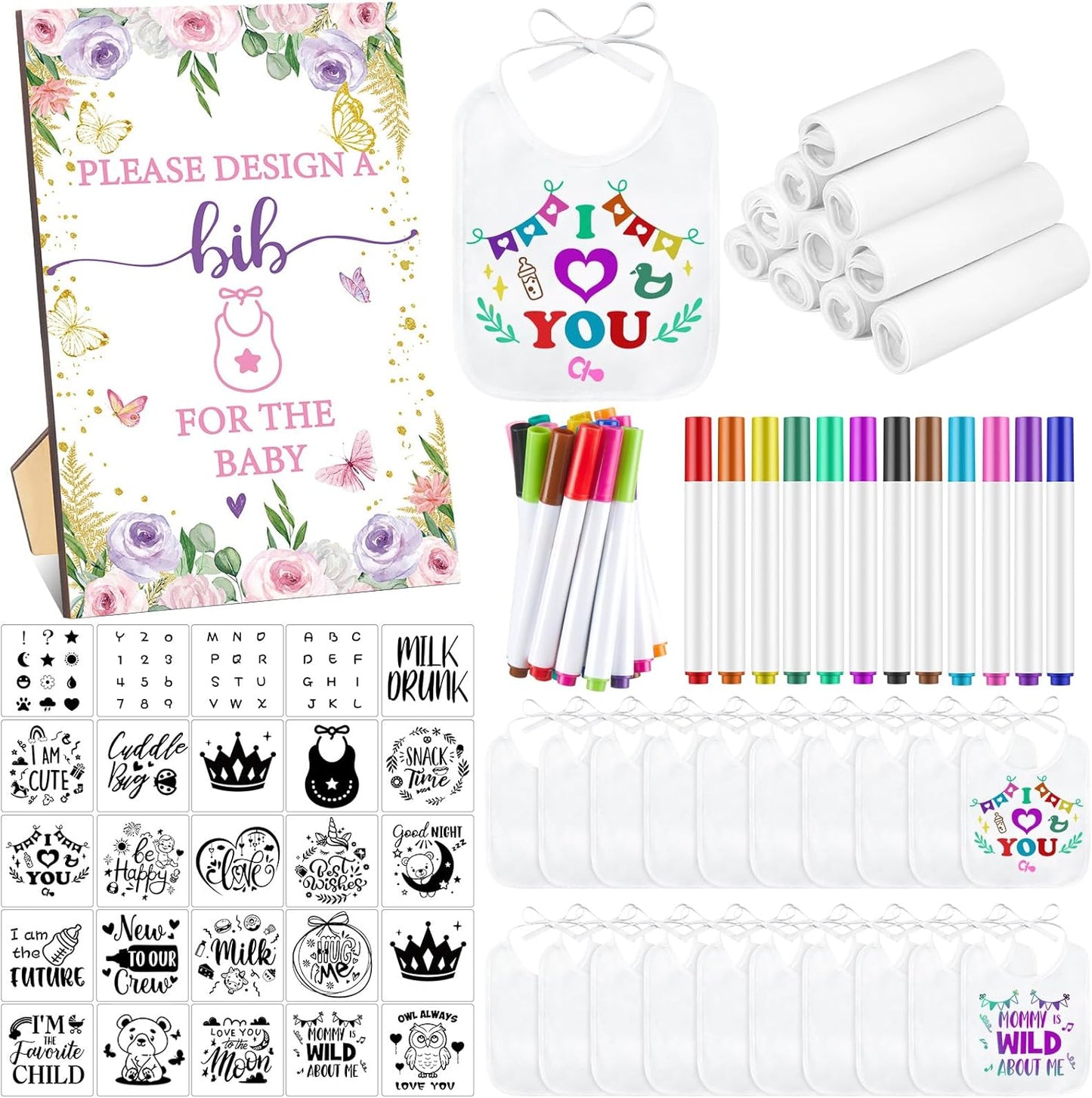 DIY Baby Bibs Decorating Kit for Fun Baby Showers and Parties