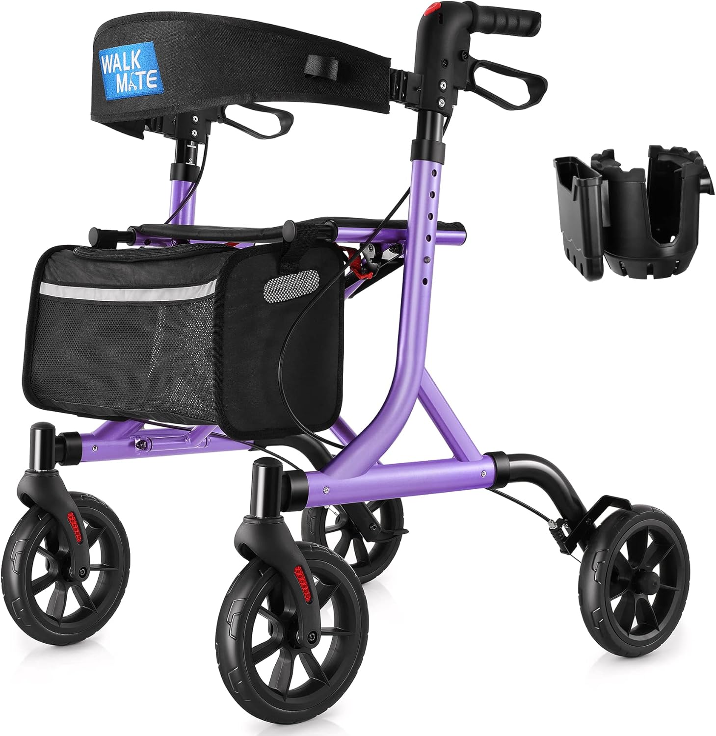 Rollator Walker for Seniors with Cup Holder and Height Adjustment
