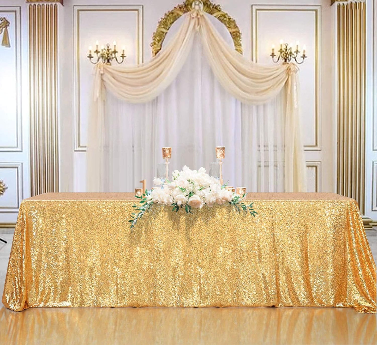 B-COOL Gold Sequin Tablecloth for Elegant Party Decorations
