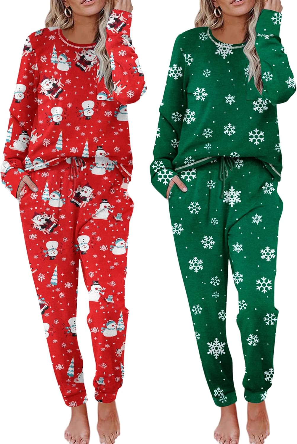 Ekouaer Womens Pajama Sets Long Sleeve Soft Sleepwear Loungewear