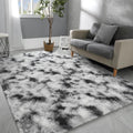 Hutha 4x6 Large Area Rug - Super Soft Black and White Shag Rug