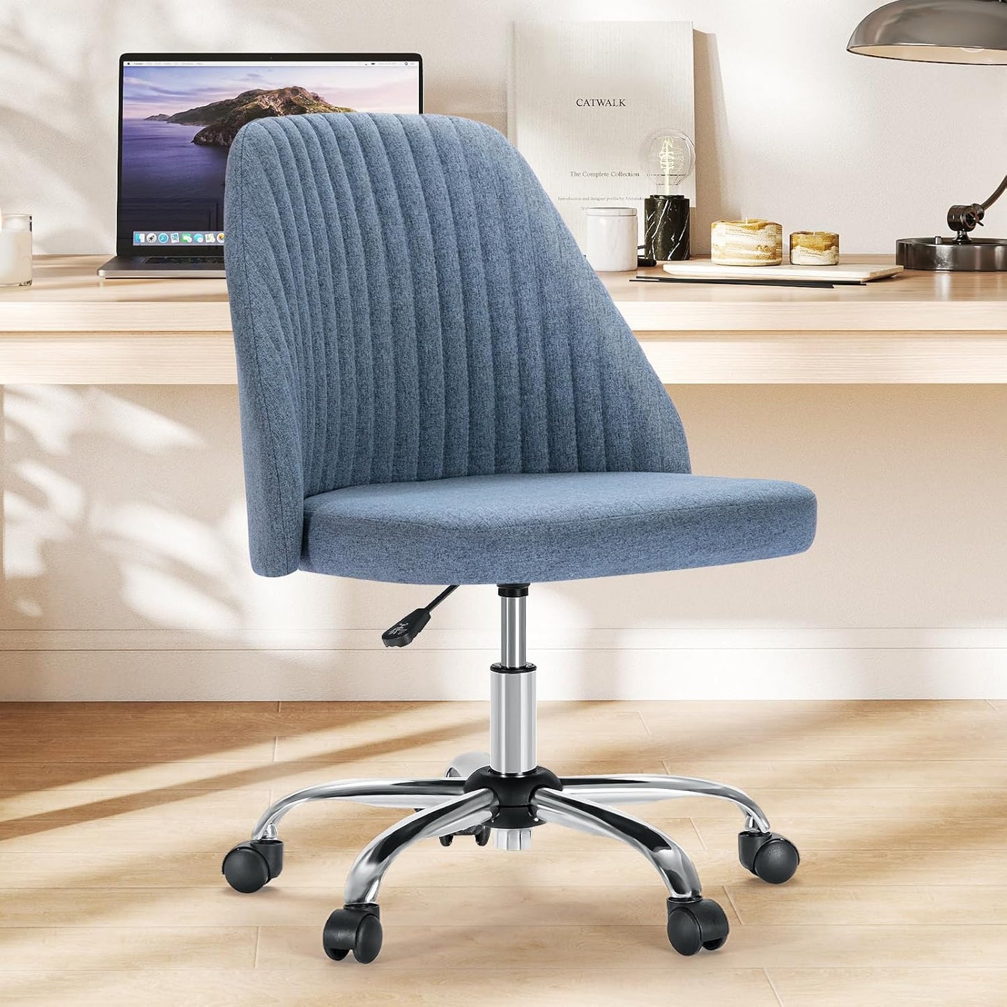 Sweetcrispy Armless Vanity Chair for Stylish Home Office Use