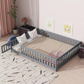 Queen Size Floor Bed with Door & Fence for Kids - Montessori Style