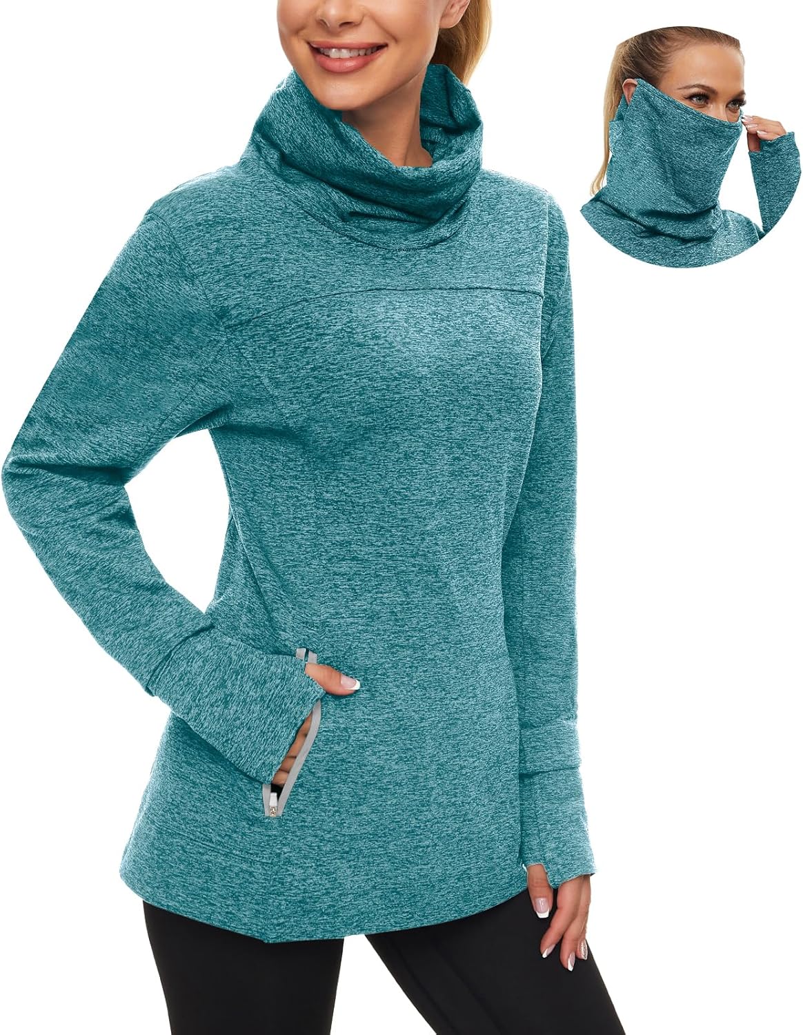 Soneven Women's Running Fleece Sweatshirt with Thumb Holes