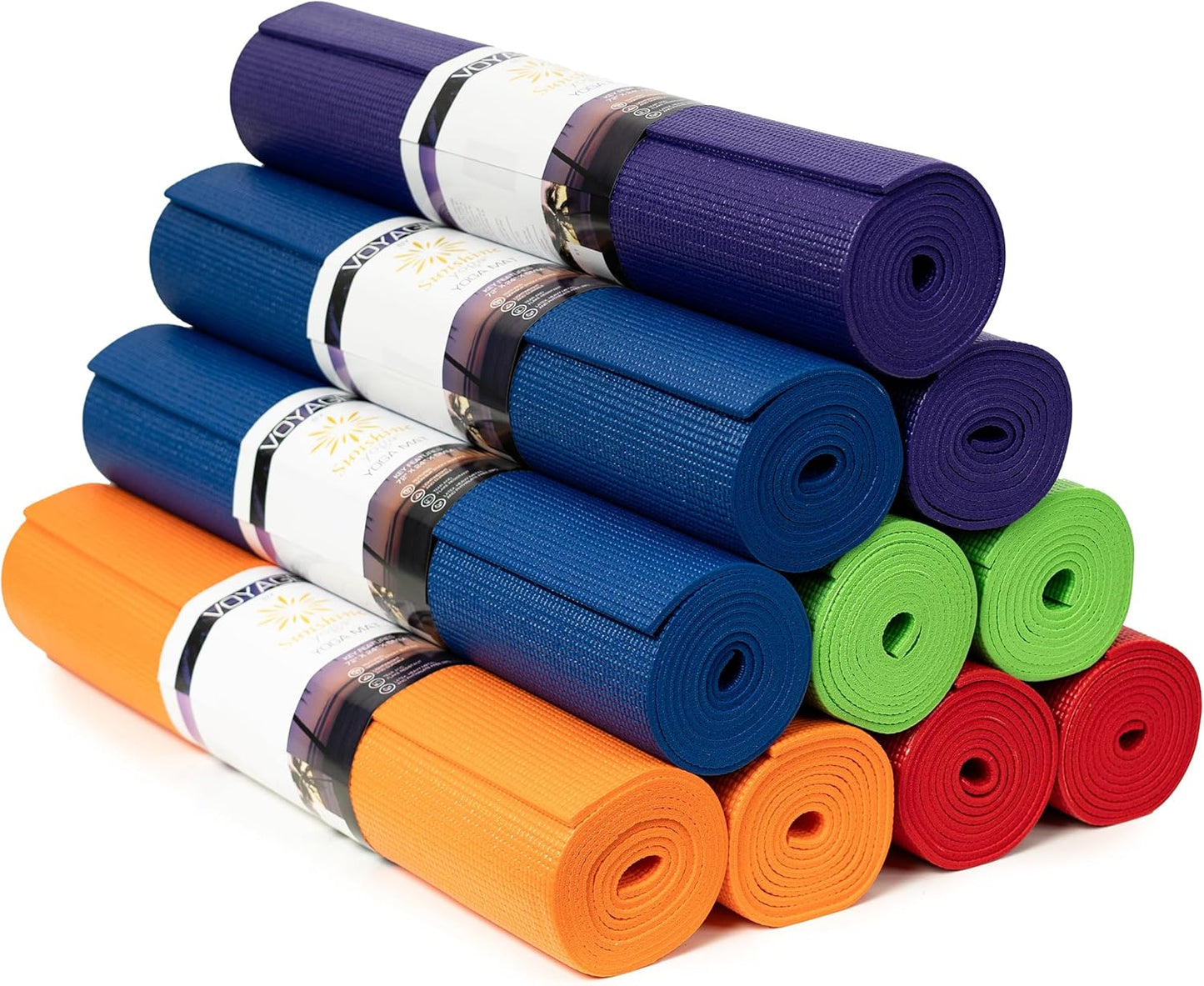 Voyage Yoga Mat 10 Pack, 72in x 24in, Non-Slip Fitness Mats