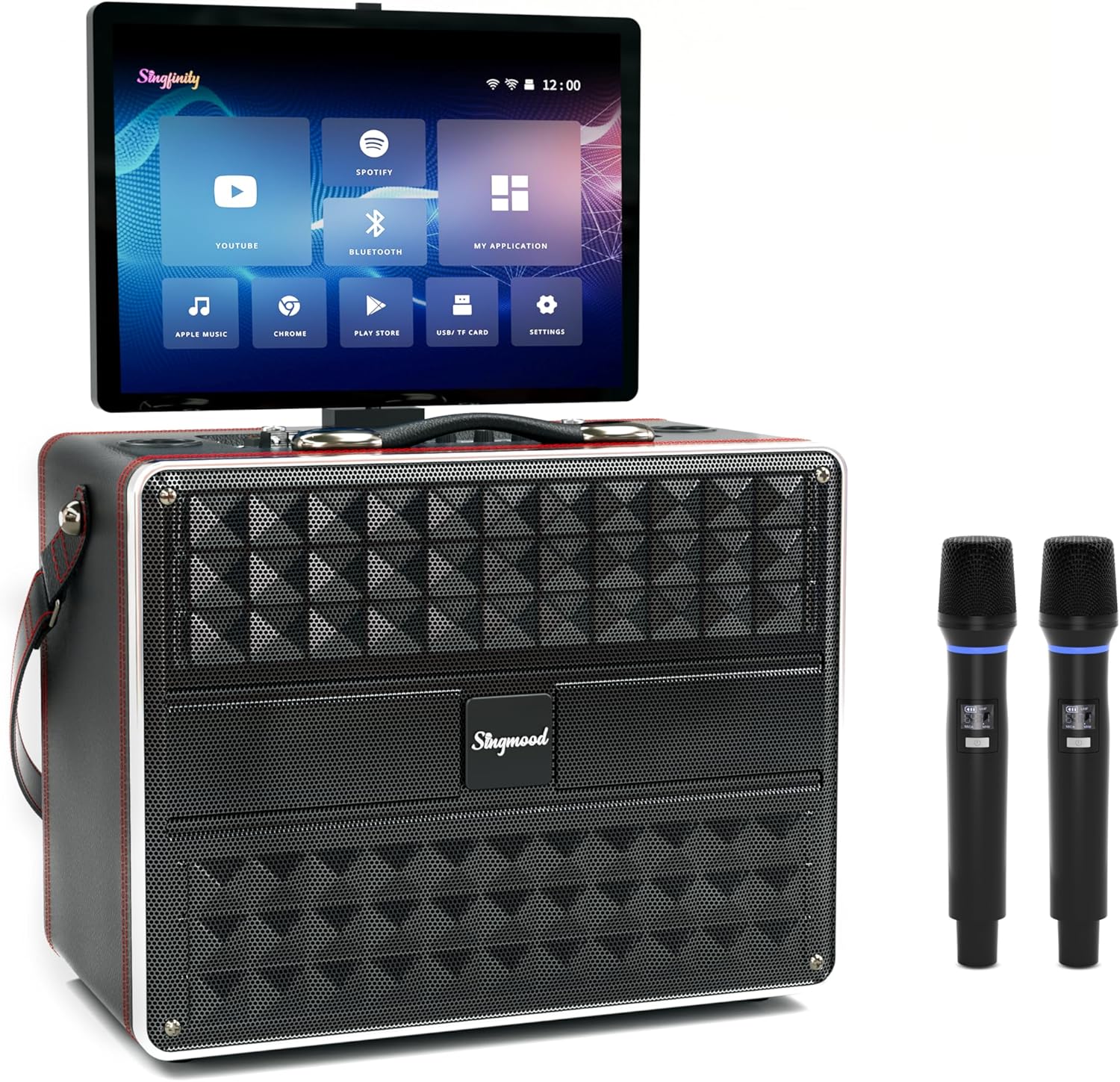 SINGMOOD Wireless Karaoke System with Dual Microphones & DJ Light