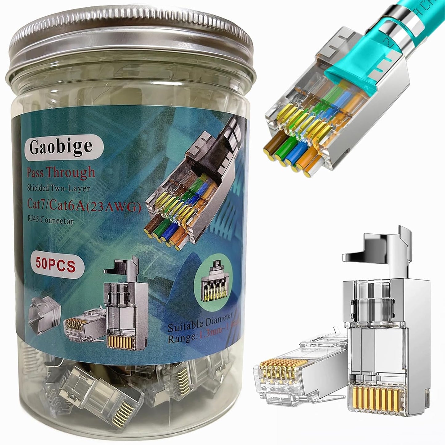 Cat7 Cat6A RJ45 Pass Through Connectors for Stable Signal