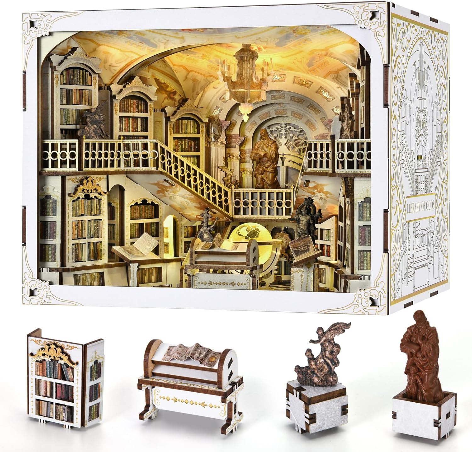 Miniature Book Nook Kit - Library of Gods for Book Lovers
