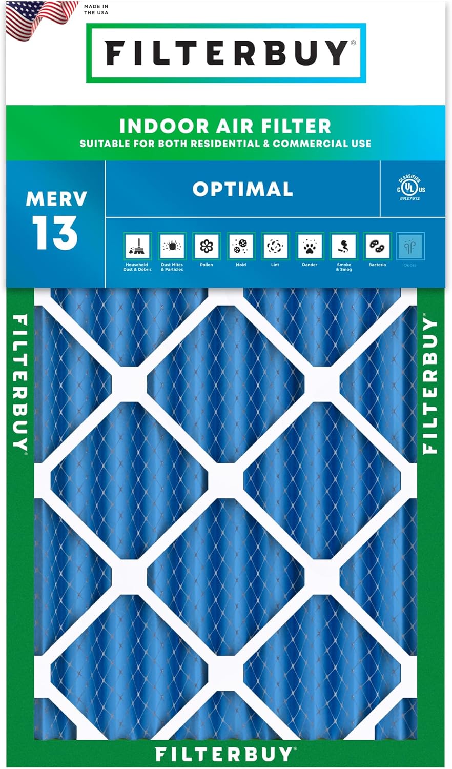 Filterbuy 16x25x4 Air Filter MERV 13 for Smoke & Allergy Defense