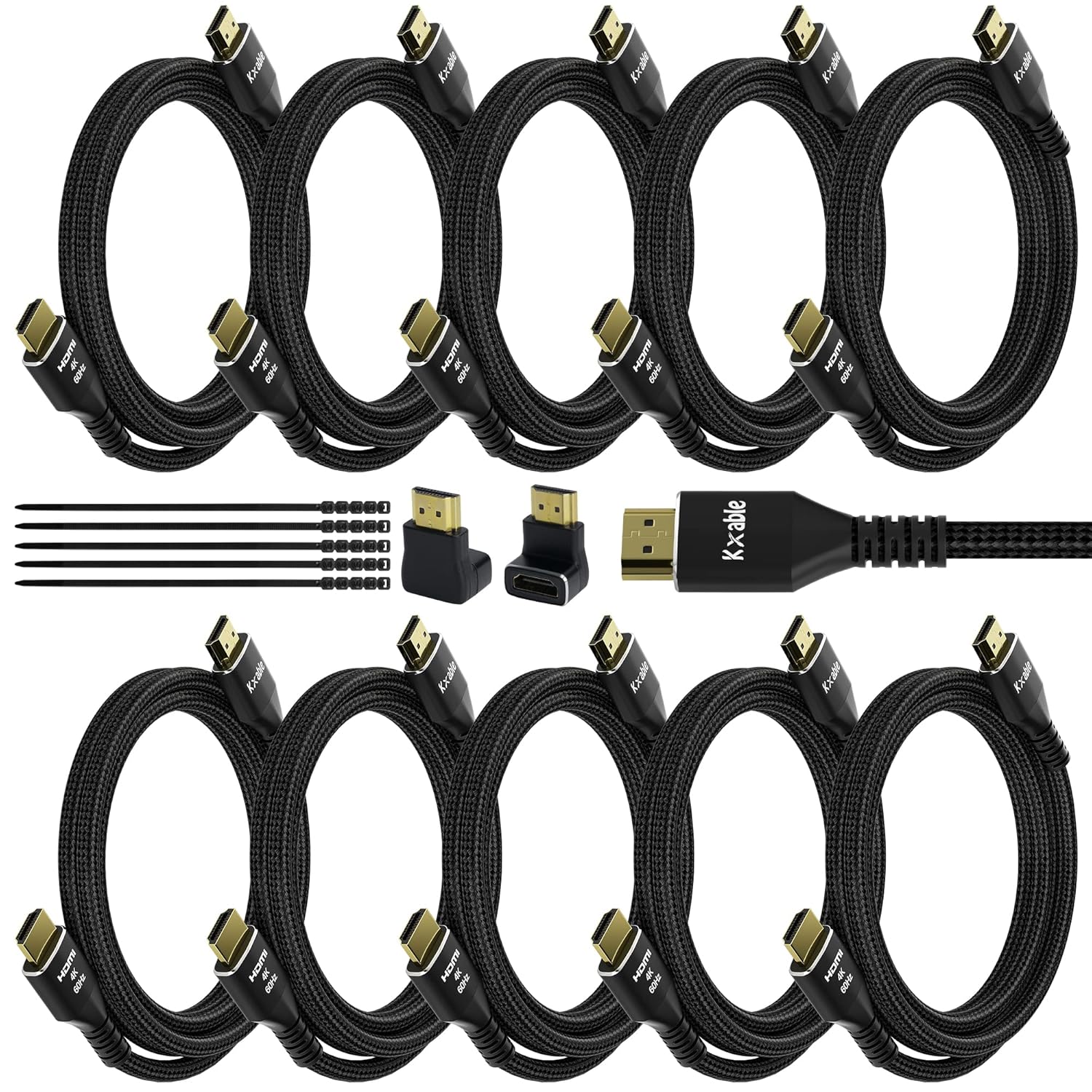 4K HDMI Cable 10 Pack - Ultra HD 60Hz Gold-Plated Connectors