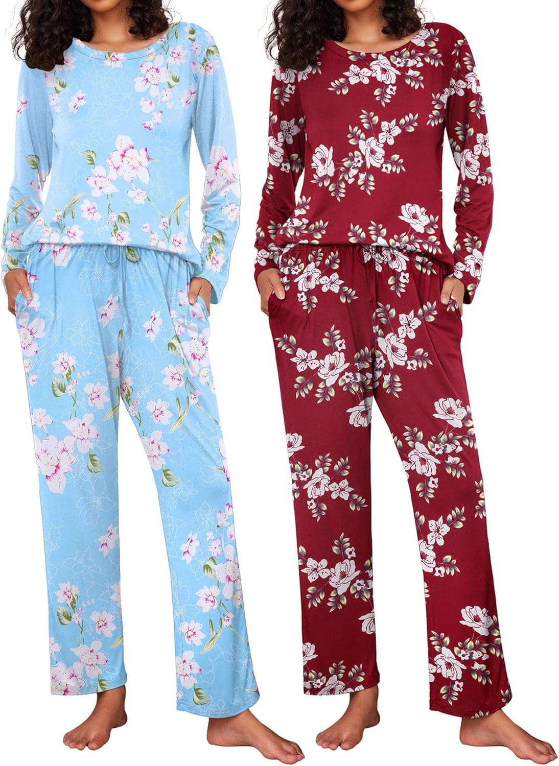 Ekouaer Women's Pajama Set Soft Long Sleeve Sleepwear with Pockets