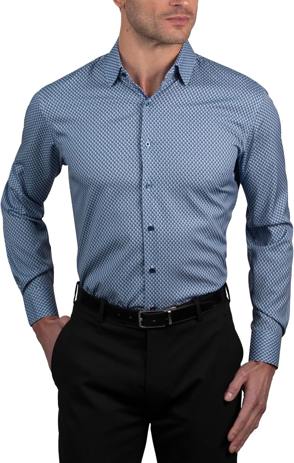 NAUTICA Men's Slim Fit Dress Shirt with 4-Way Stretch Fabric