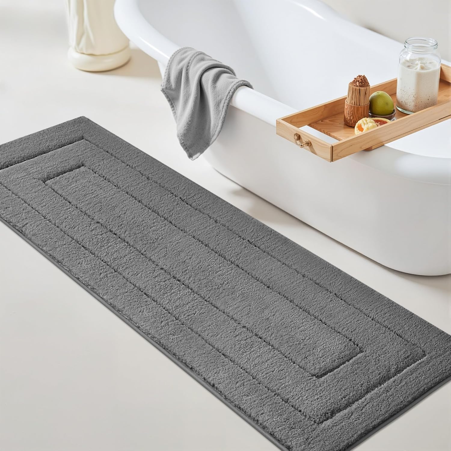 Deep Gray Bathroom Rug Mat - Ultra Absorbent Non-Slip Design