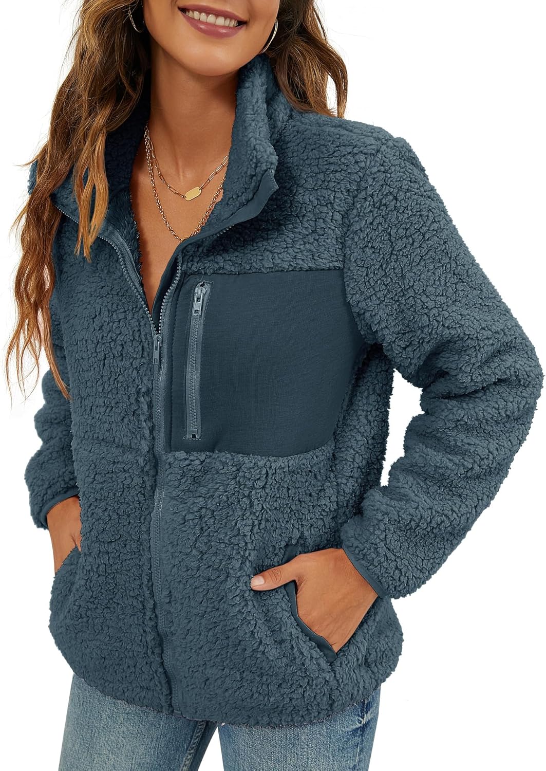 VVK Women's Fashion Faux Shearling Shaggy Full Zip Coat Review