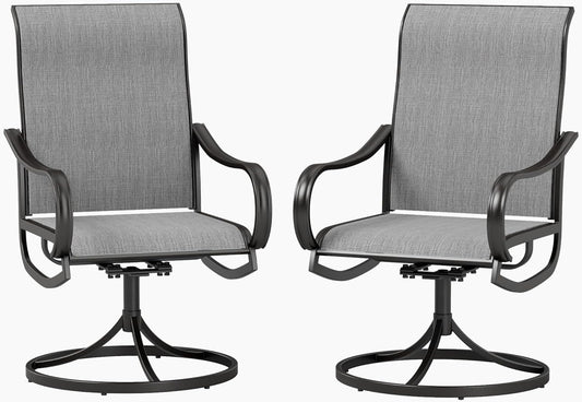 PHI VILLA Outdoor Swivel Dining Chairs Set of 2 for All Weather