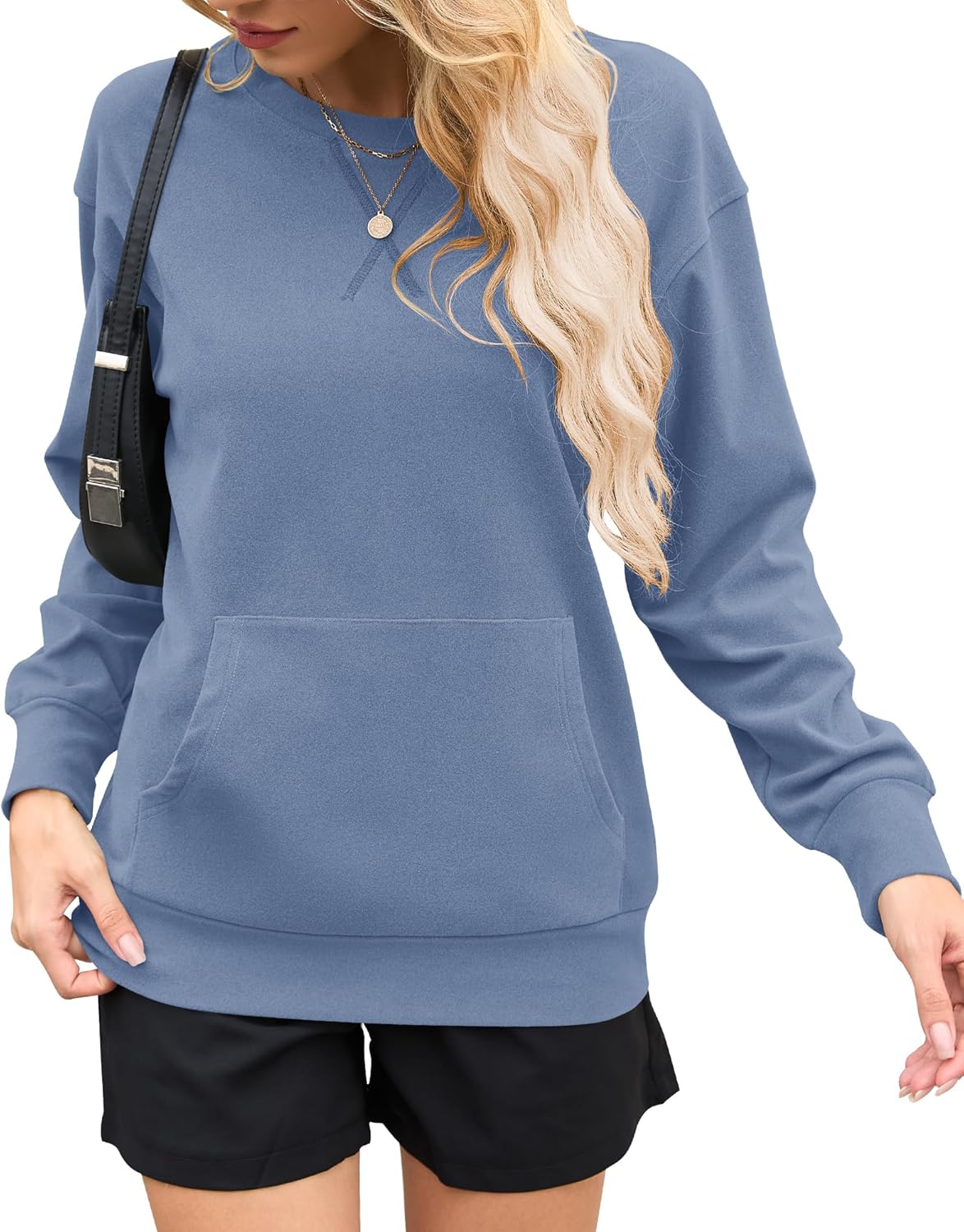 Womens Long Sleeve Sweatshirt Casual Crewneck Pullover Tops