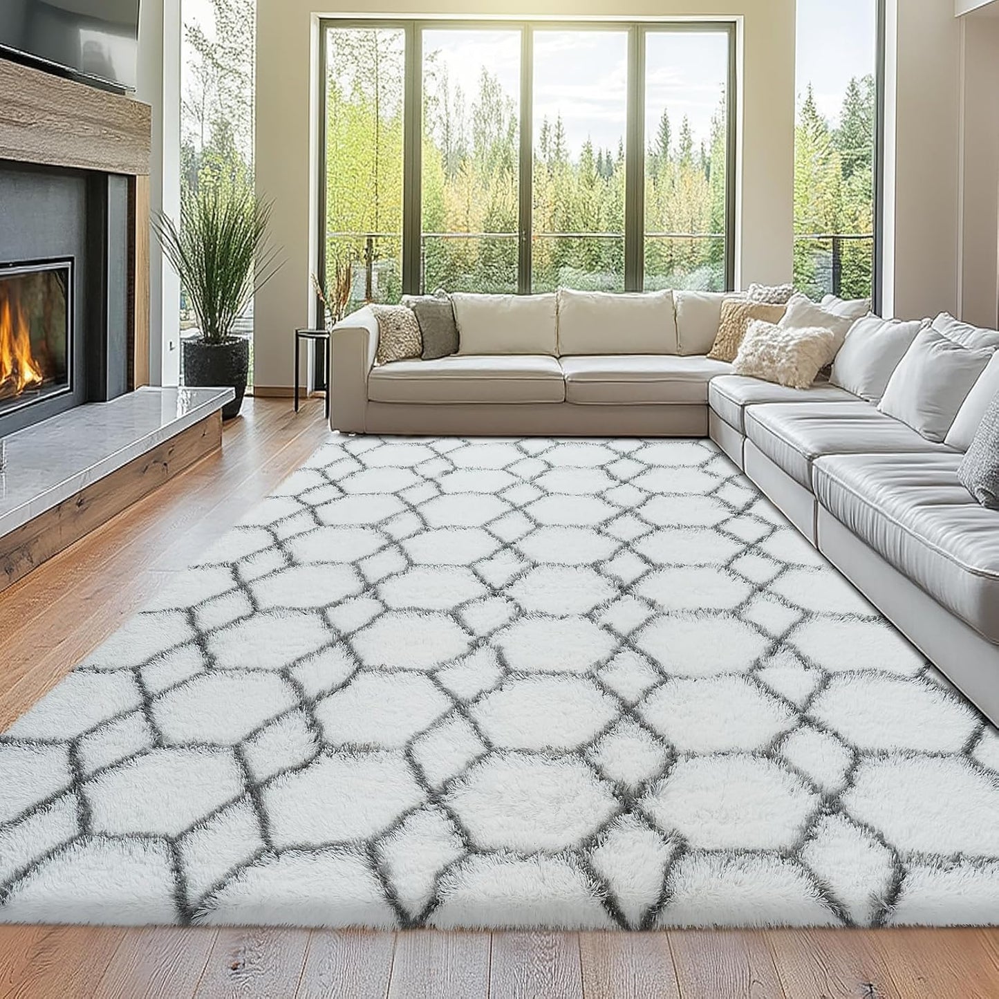 Fluffy Area Rugs for Living Room: Soft Plush Shaggy Rug 8x10