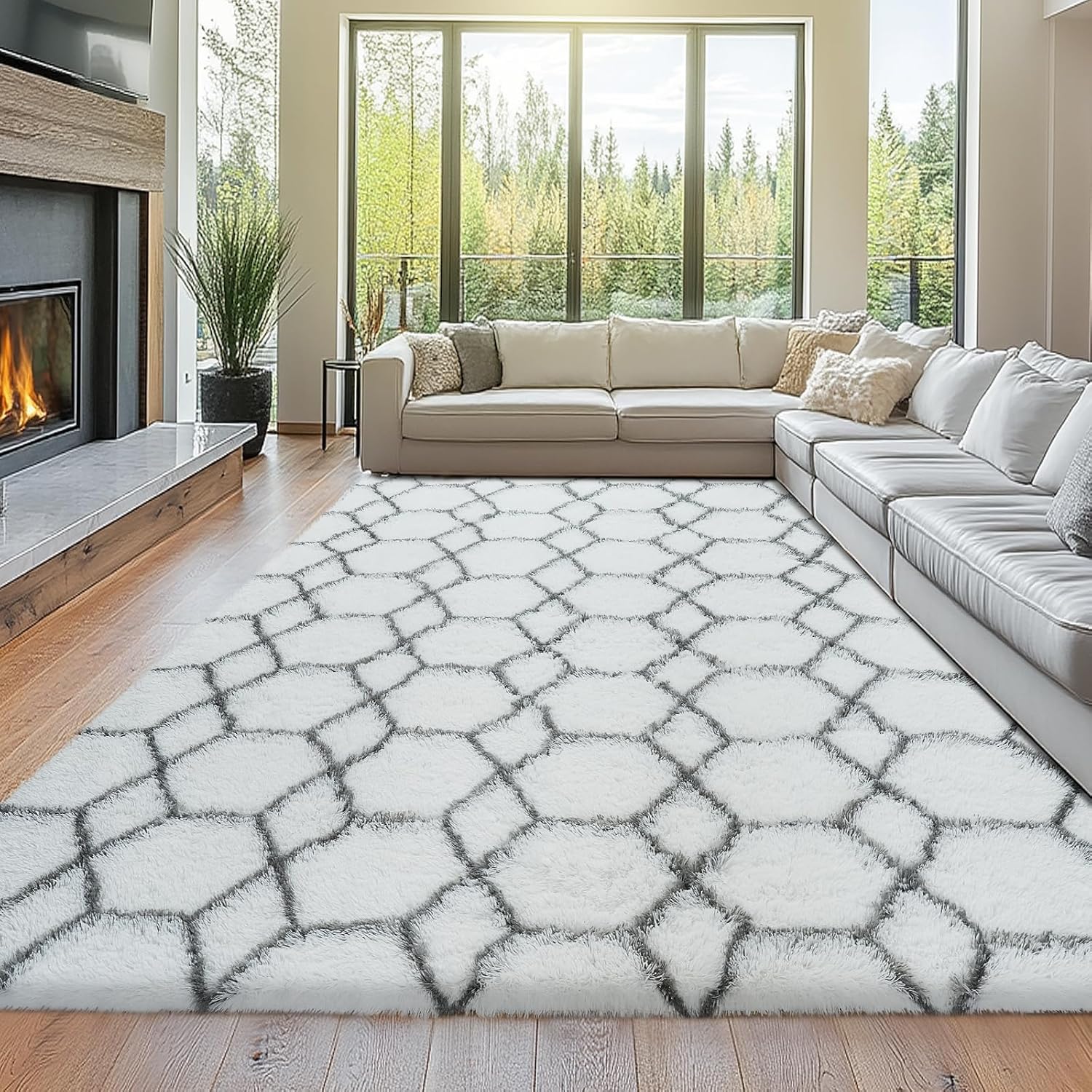 Fluffy Area Rugs for Living Room: Soft Plush Shaggy Rug 8x10