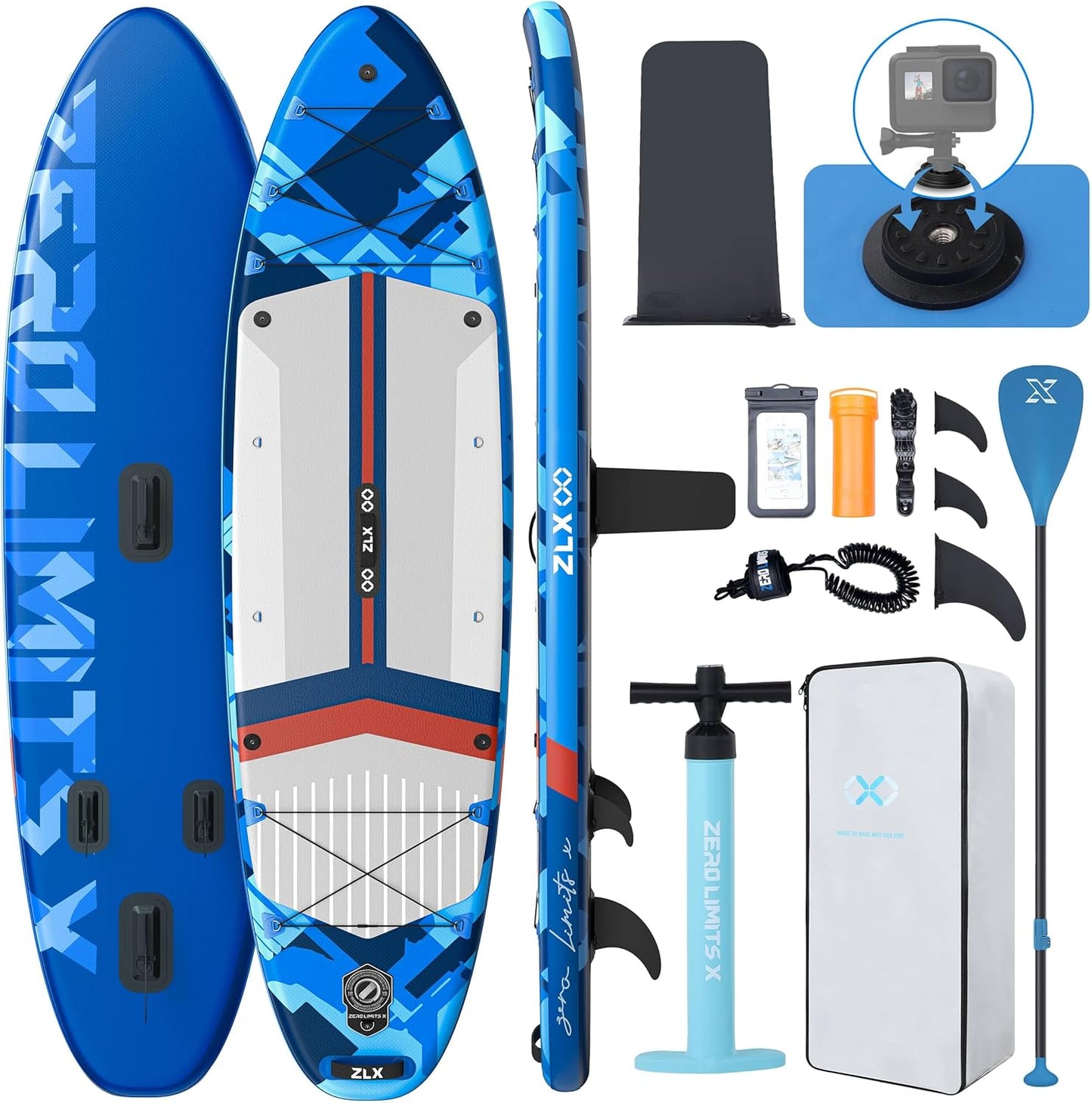 ZLX 11ft 6in Extra Wide Inflatable Stand Up Paddle Board for All