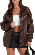 SAMPEEL Faux Leather Oversized Motorcycle Jacket - Retro Y2K Style PU