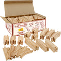 Wooden Train Track 52 Piece Set - 18 ft Expansion for Toddlers