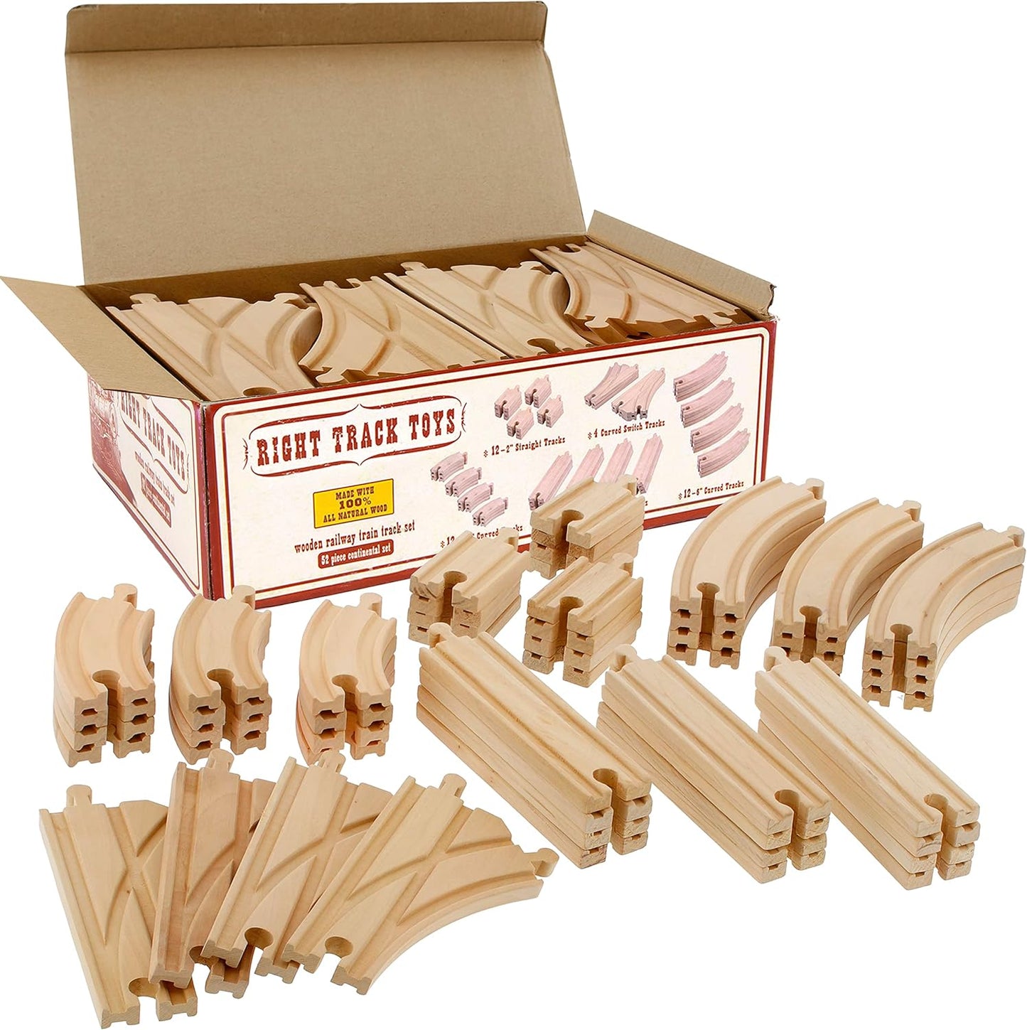 Wooden Train Track 52 Piece Set - Perfect for Expanding Playtime