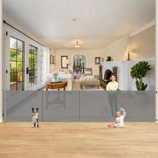 Reinforced 42 Inch Extra Tall Retractable Baby Gate for Pets