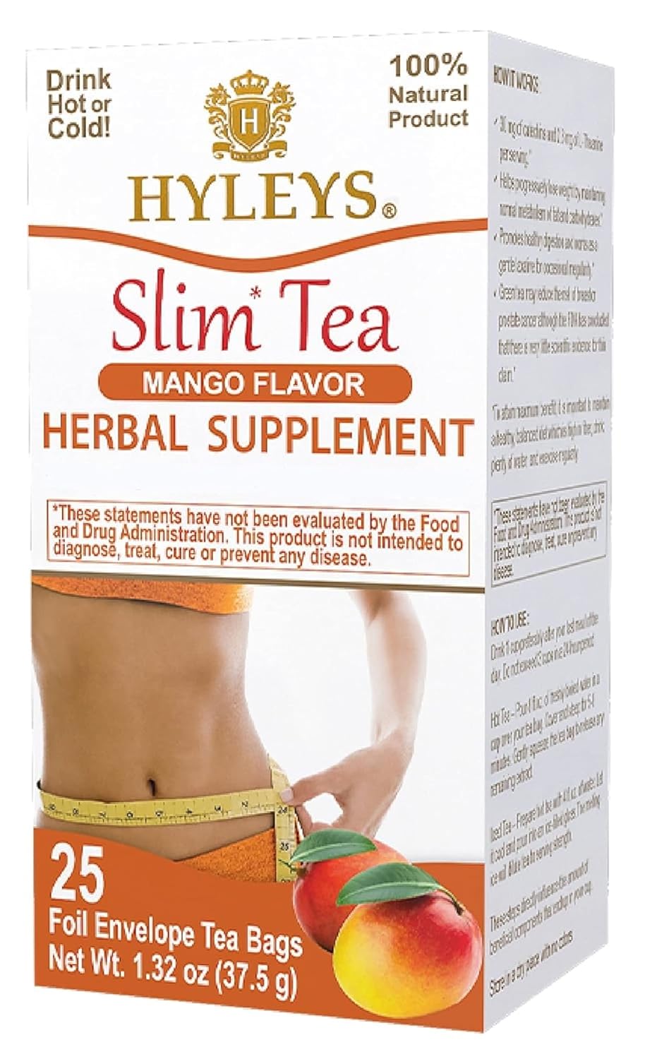 Hyleys Slim Tea Mango Flavor - Herbal Weight Loss Detox Tea